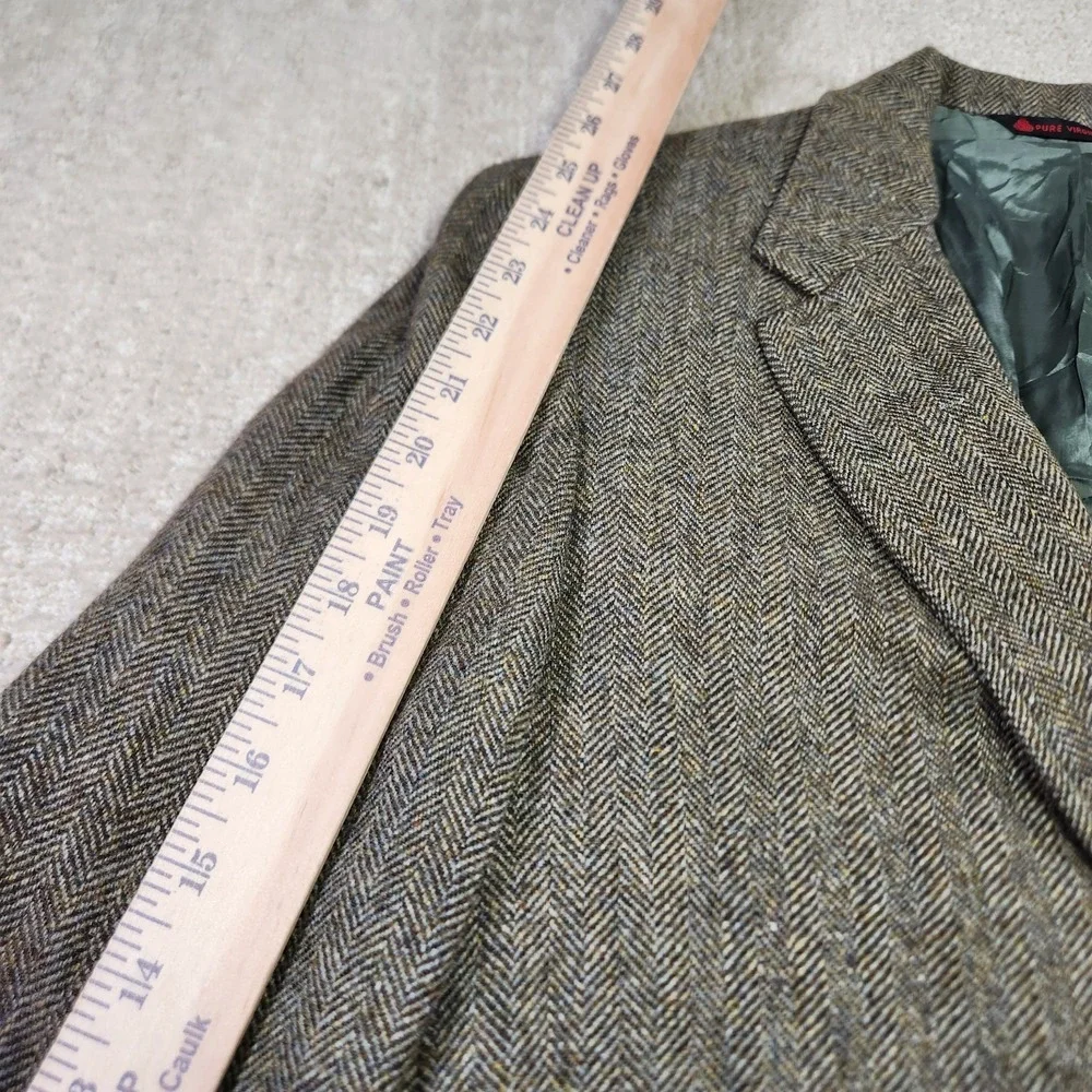 Vintage Herringbone Tweed Blazer Men 42r Racquet Club Virgin Wool Sport Coat USA